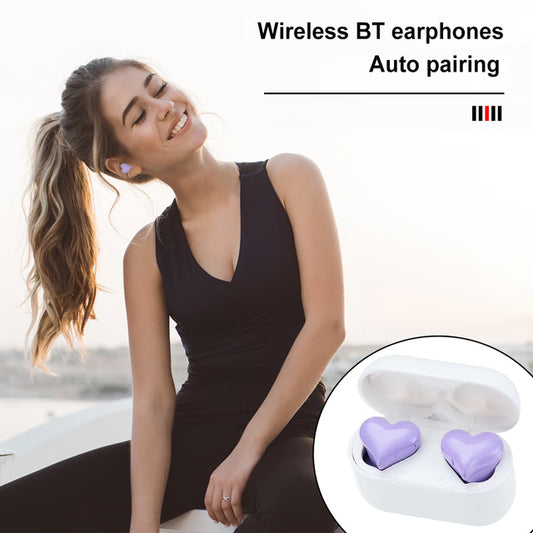 Heart-Shaped Bluetooth Wireless Earbuds for Gaming & Everyday Listening