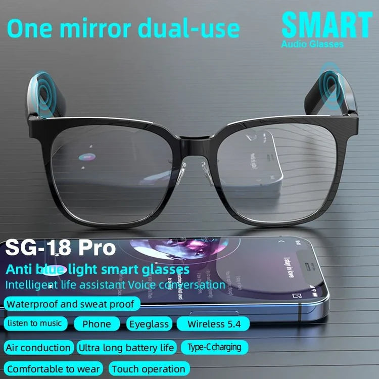 2-in-1 Smart Glasses with Bluetooth Audio & Magnetic Interchangeable Lenses