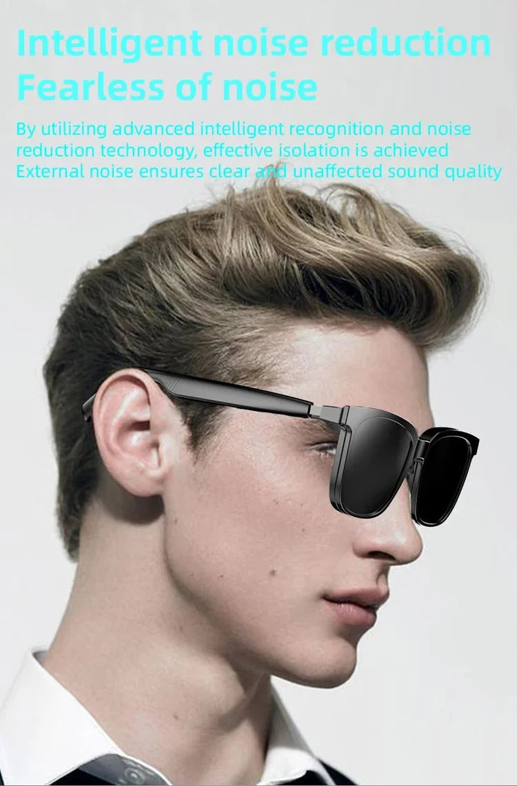2-in-1 Smart Glasses with Bluetooth Audio & Magnetic Interchangeable Lenses