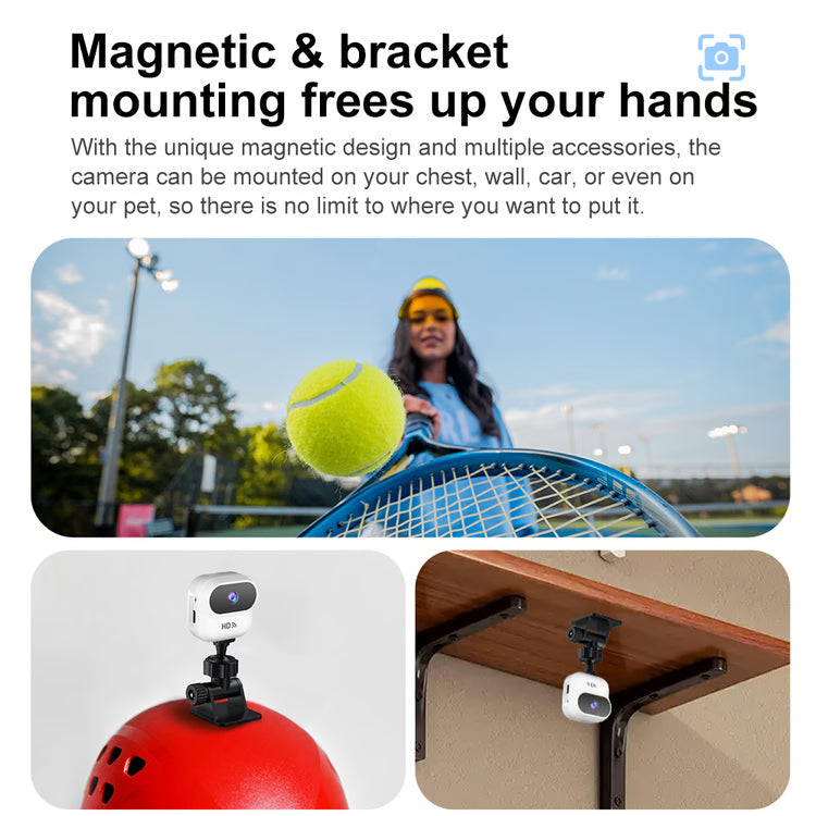 Mini WiFi Security Camera with Motion Tracking for Indoor Monitoring
