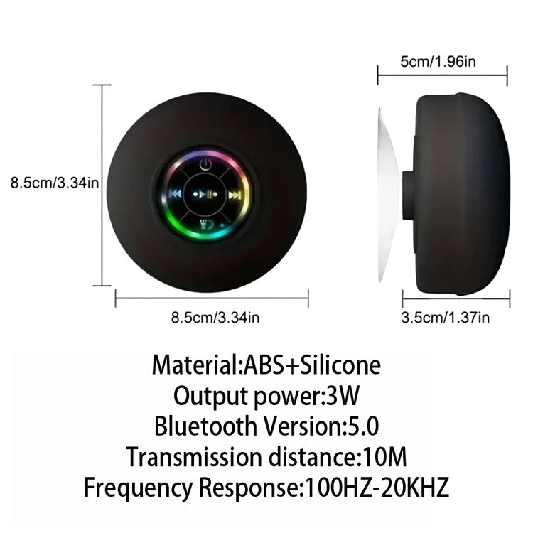 Portable Bluetooth Speaker with IPX4 Water Resistance & Suction Cup