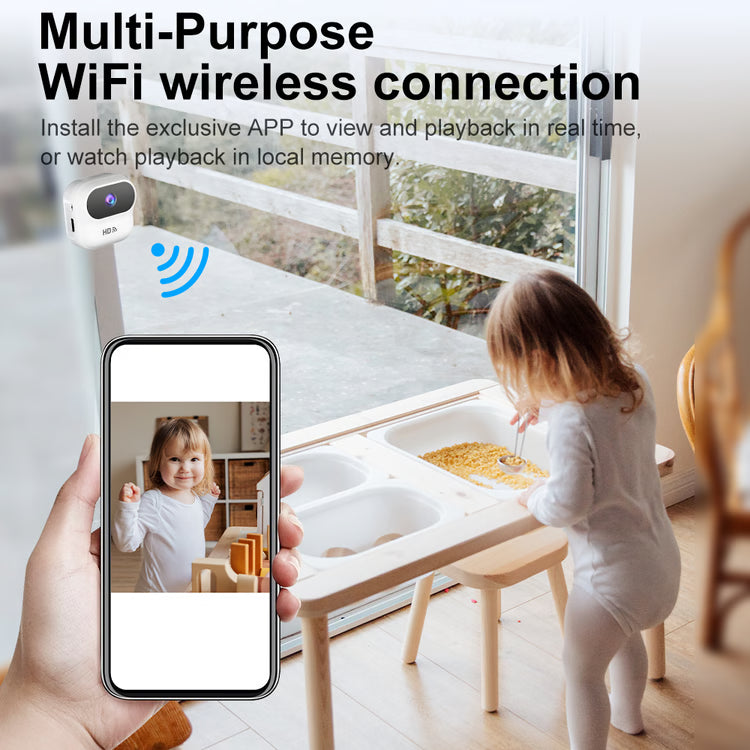 Mini WiFi Security Camera with Motion Tracking for Indoor Monitoring