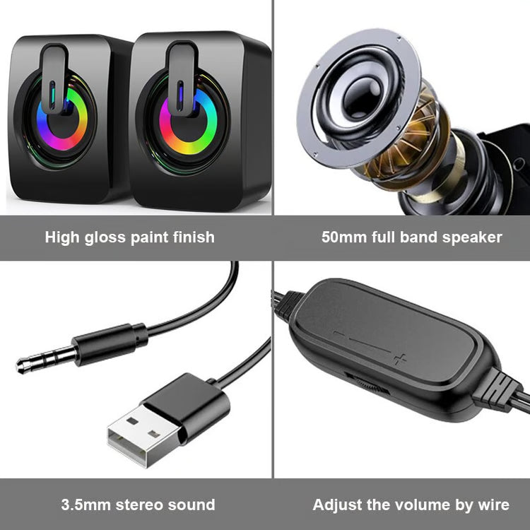 Mini Computer Speakers with AUX Connection & USB Power for Desktop and Laptop
