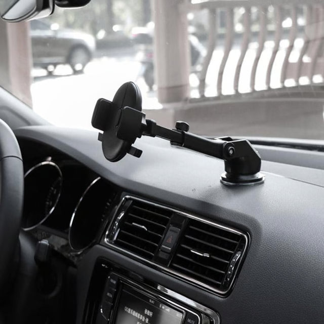 Retractable Car Phone Mount Holder with 360° Rotation & Telescopic Design